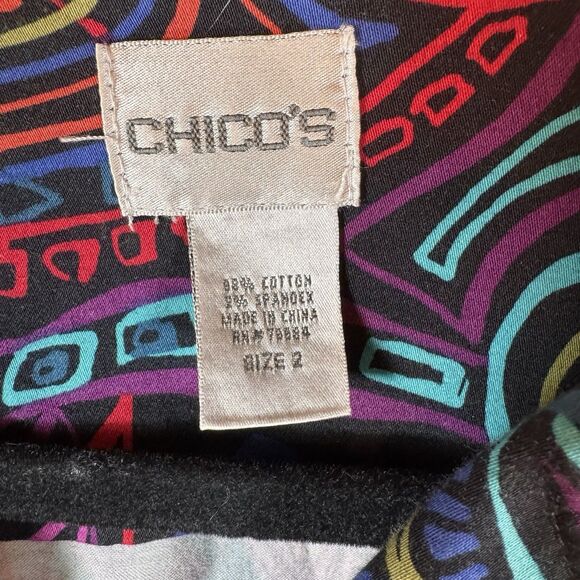 Chico's Jacket Large Size 2 Multi-Color Long Sleeve Button Front Travel Cotton - Picture 4 of 7